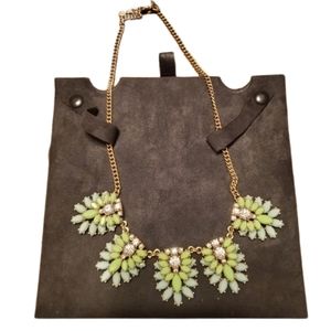 J.Crew Statement Necklace Green and Rhines…